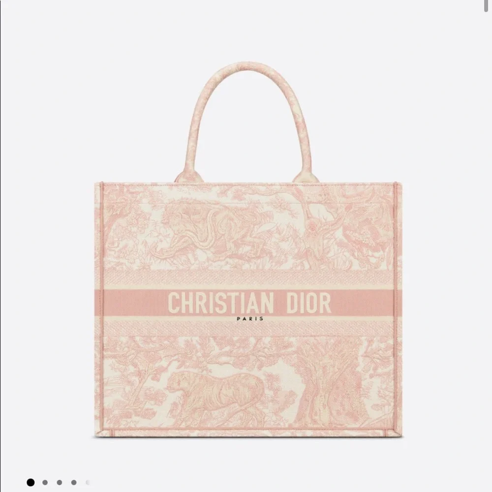 LARGE Dior Book Tote Pink Toile de Jouy Embroidery